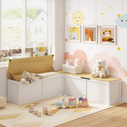 Corner Storage Bench with Large Storage Compartment for Living Room