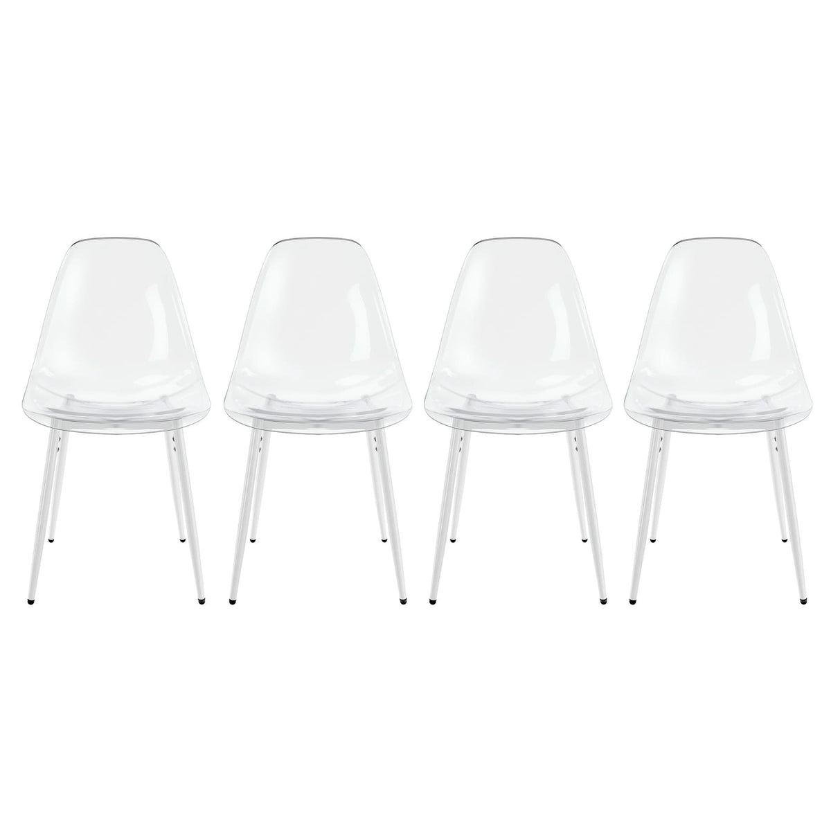 Dining Chair Set of 4 - Antique White Iron+Plastic