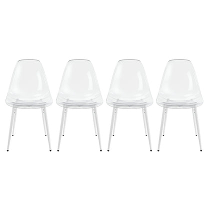 Dining Chair Set of 4 - Antique White Iron+Plastic