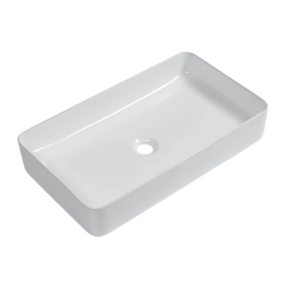 24" White Ceramic Rectangular Vessel Sink - Bathroom Vanity