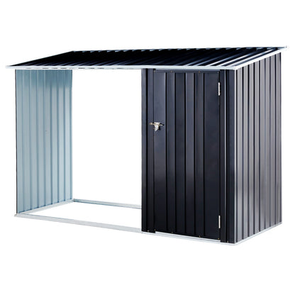 Dark Gray Steel Outdoor Storage Shed for Garden Tools and Equipment