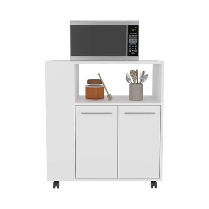 White Engineered Wood Kitchen Storage Cart for Office Supplies