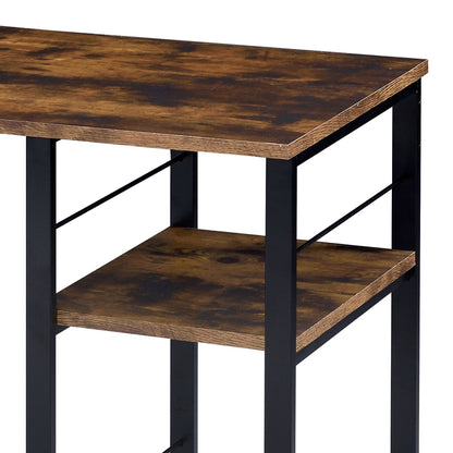 Black Brown Writing Desk with Shelves - Office Desk