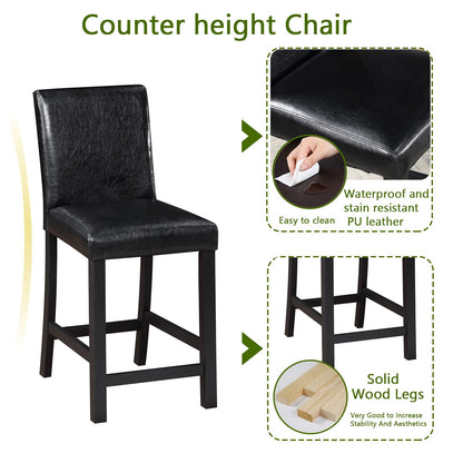 Black Square Dining Table Set - 4 Chairs