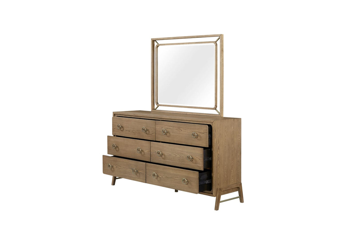 6 Drawer Dresser in Latte Finish - Solid Wood MDF