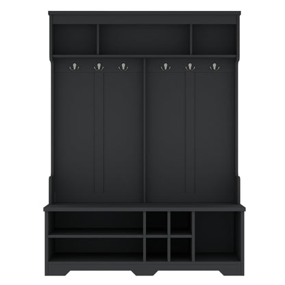Black Hall Tree with Storage - 77.3" Entryway Coat Rack