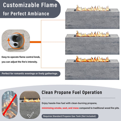 U-STYLE 2-in-1 Fire Pit & Tank Stand - Grey Magnesium Oxide for Outdoor
