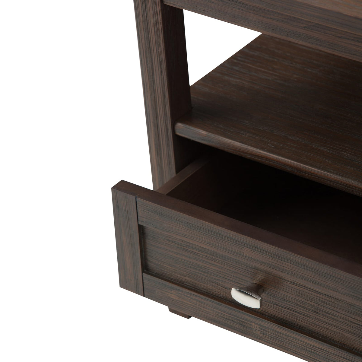 Warm Shaker End Table - Dark Brown Wood Storage Side Table