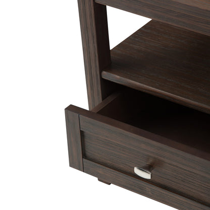 Warm Shaker End Table - Dark Brown Wood Storage Side Table