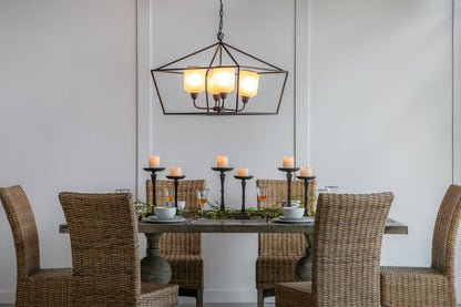 26" Iron and Glass Chandelier - Sleek Industrial Lighting