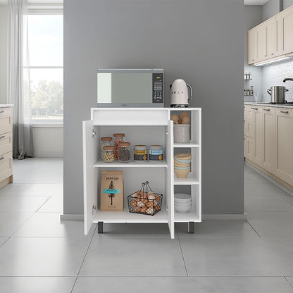 Dining Room Cesna Microwave Sideboard Cabinet - White, Freestanding Pantry with