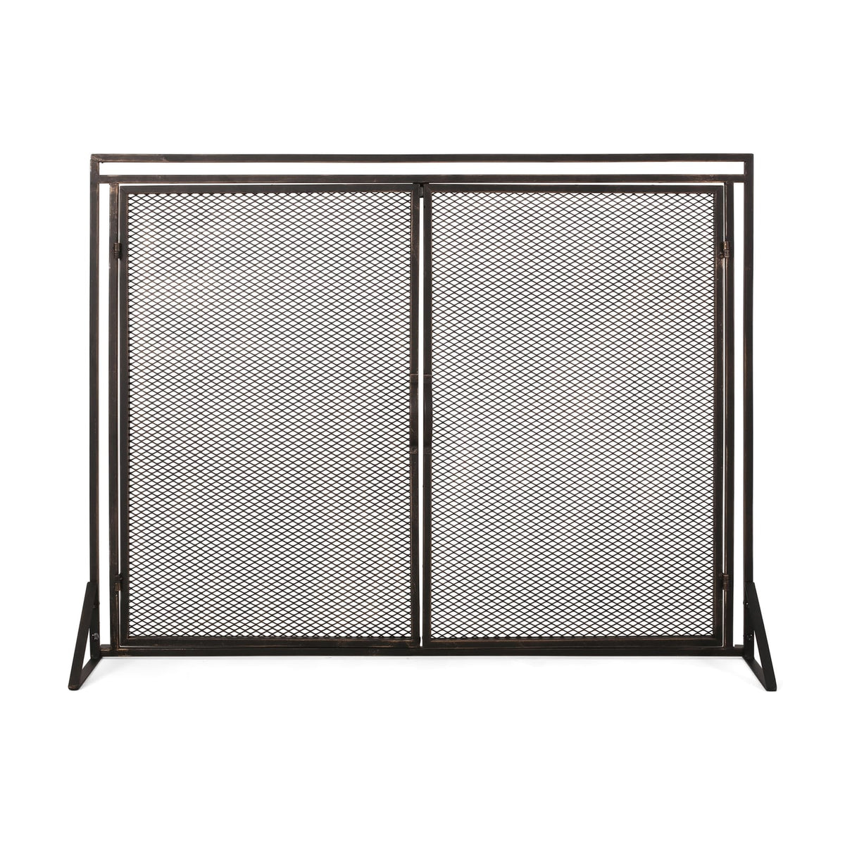 Black Gold Iron Fireplace Screen - Modern Fire Guard