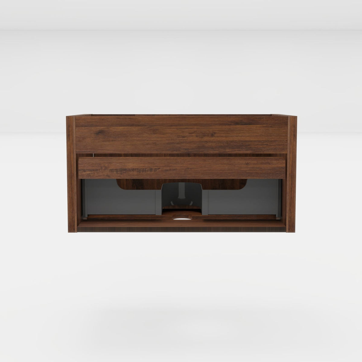 30" Walnut Striped Bathroom Vanity - Wall Mounted Storage