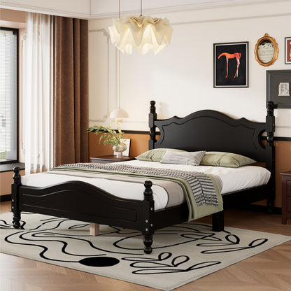 Full Size Black Wood Platform Bed Frame