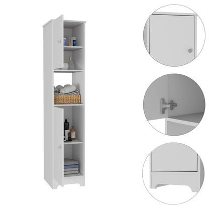 White 16" Linen Bedroom Cabinet with Shelves for Living Room