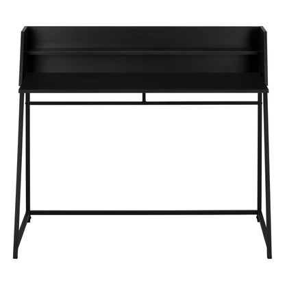 Black Particle Board Computer Desk with Hutch Shelf for Home Office