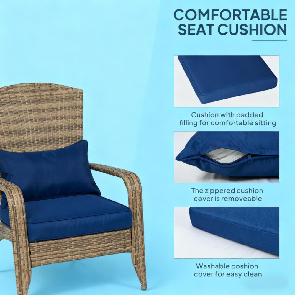 Dark Blue Wicker Adirondack Chair for Garden Patio Seating