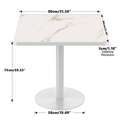 Compact White Dining Table - 31.5 Inch Bistro Table for Dining Room