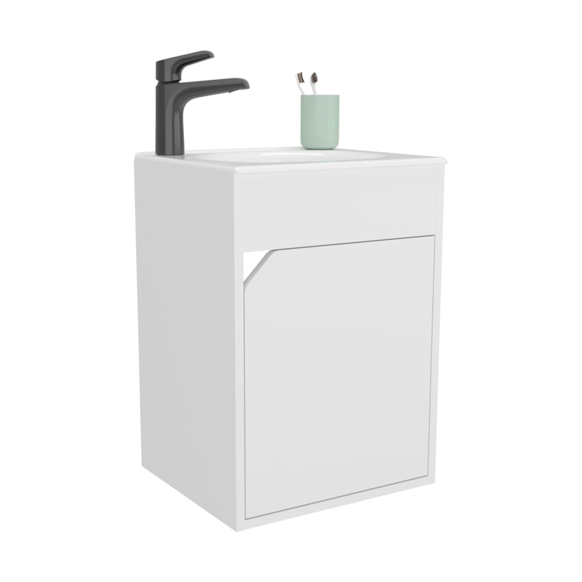 White Bathroom Floating Vanity with a Door - Storage & Style