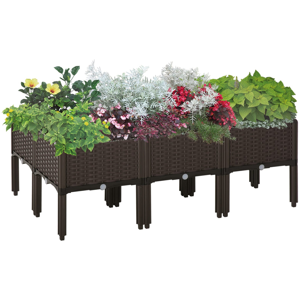 Outsunny 6 Raised Garden Beds - Weather-Ready Planters