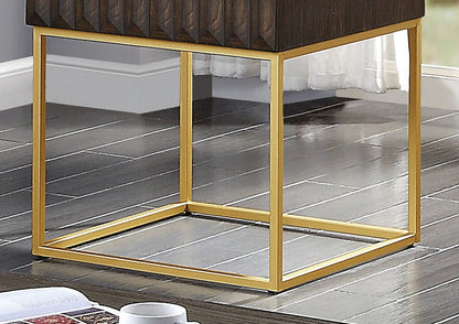 Gold Walnut End Table - Contemporary Metal Design for Living Room