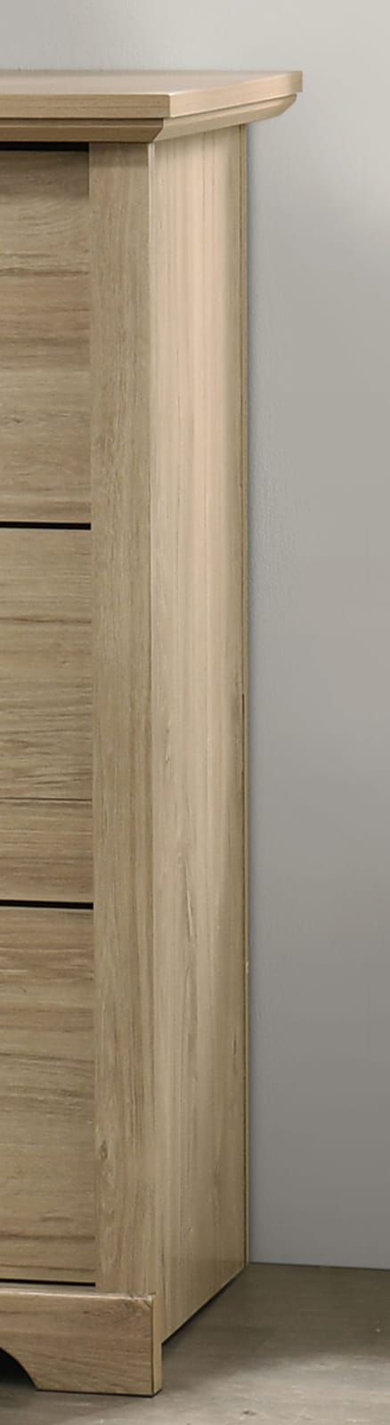 Elara 57"W Light Oak Dresser - 6 Drawers, Black Hardware