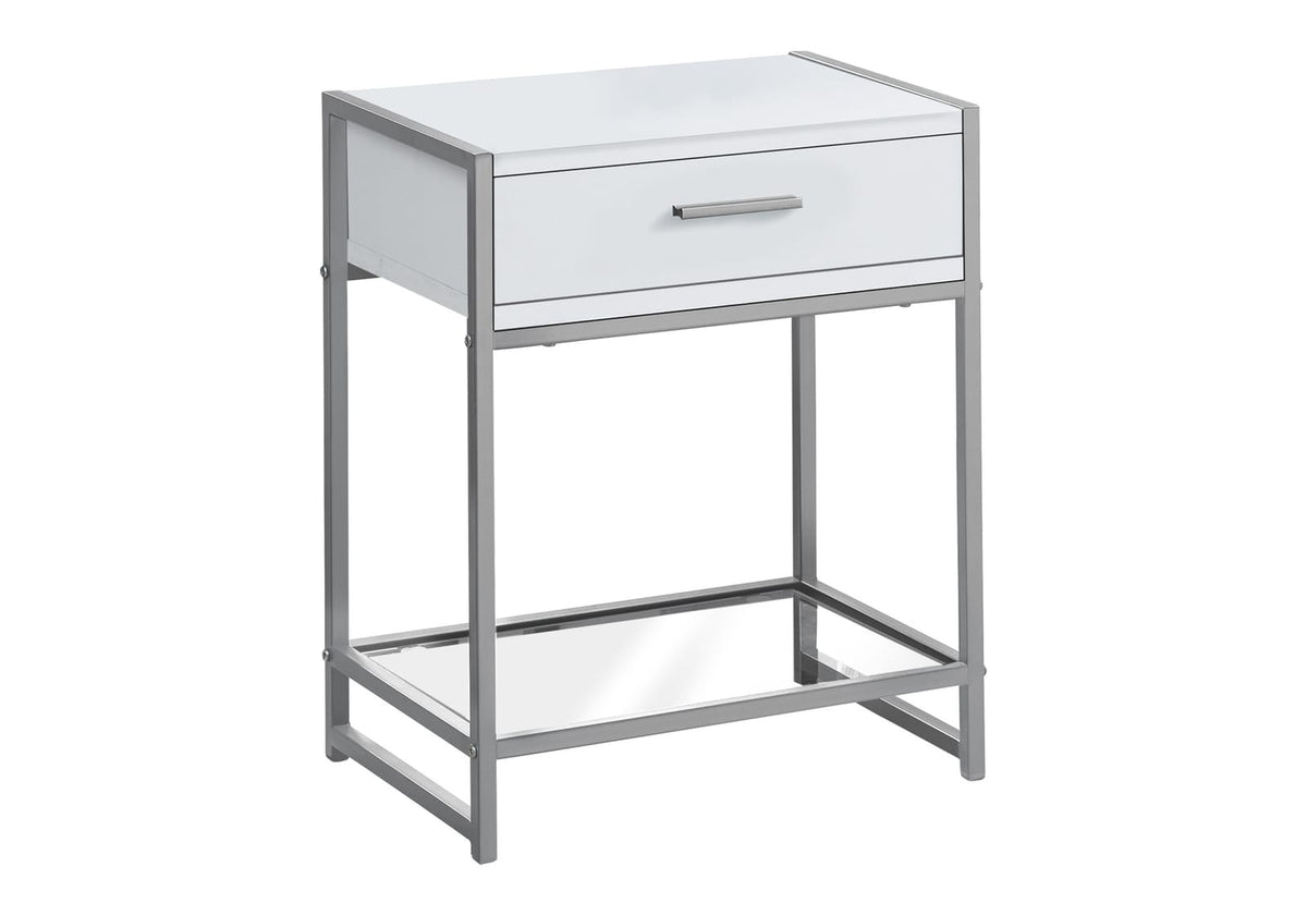 White MDF Nightstand with Storage Drawer - 18" x 12"