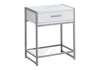 White MDF Nightstand with Storage Drawer - 18" x 12"