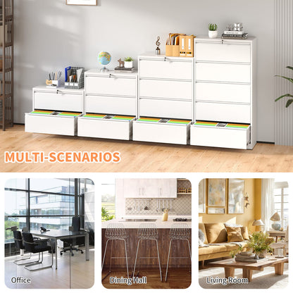 White Filing Cabinet 2 Drawers - Office Storage Cabinet