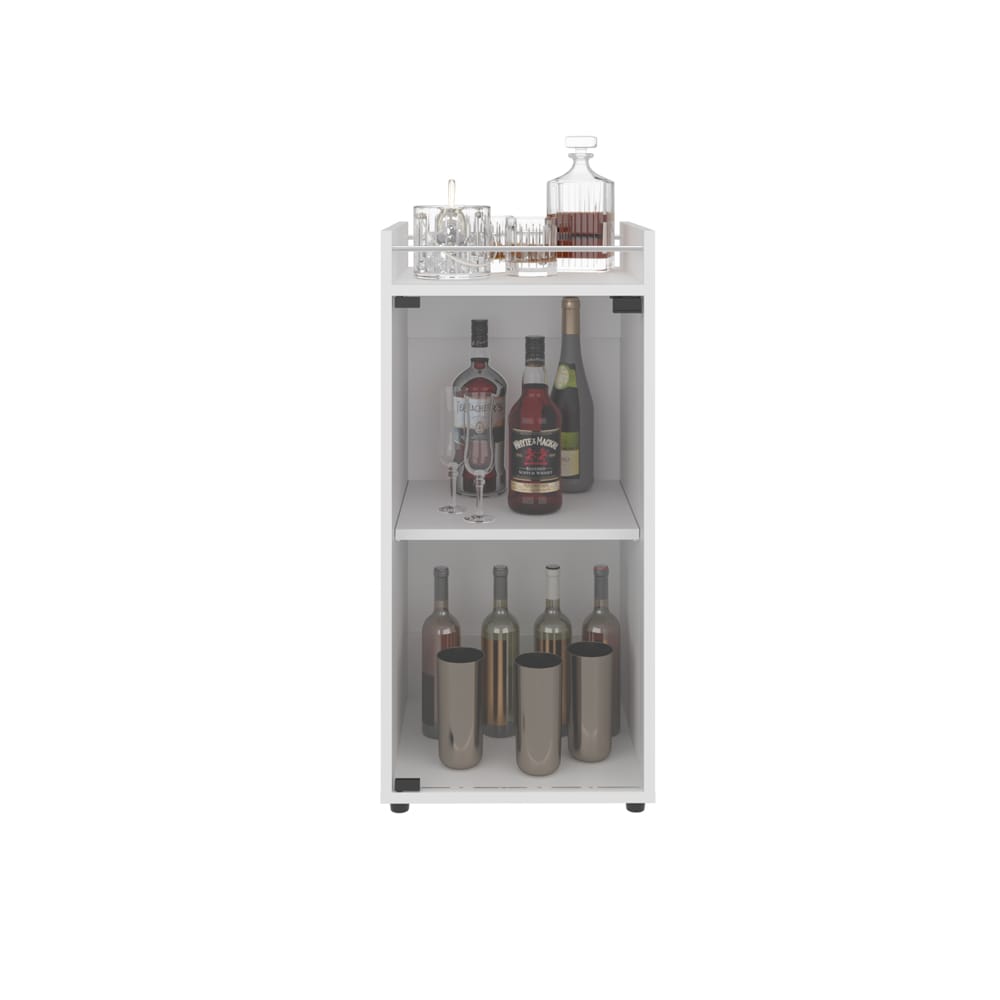 White Minibar Cabinet - 14.8 x 15 x 32 Inches