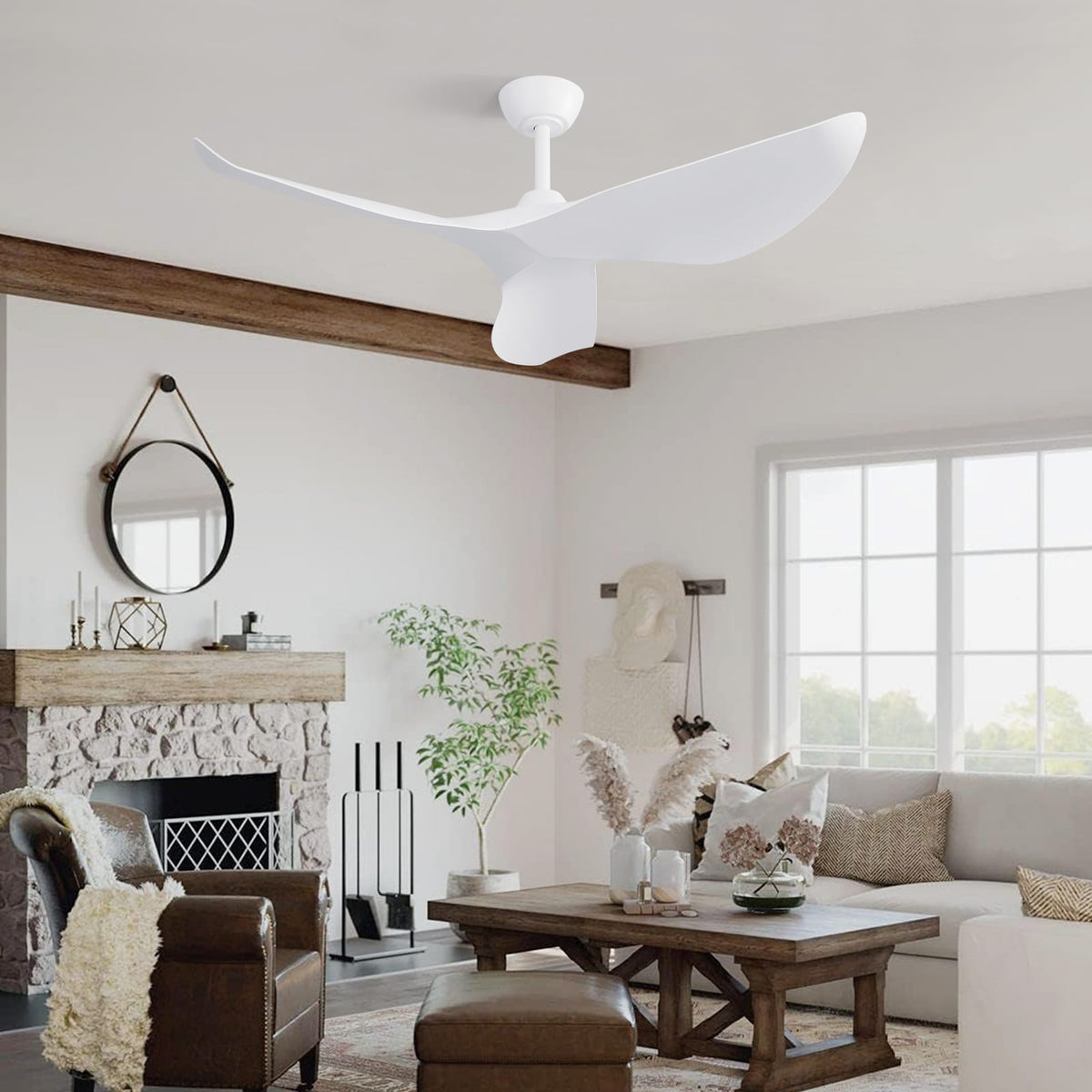 38 Inch White ABS Ceiling Fan DC Motor Remote