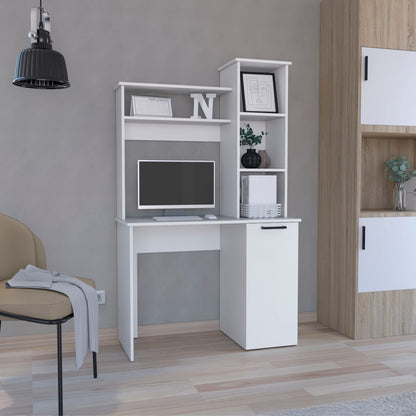 Carson Computer Desk with Hutch - White, Expansive Work Surface & Storage Shelves