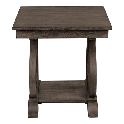 Classic Dark Oak End Table - Storage & Coffee Station