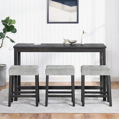 Industrial Bar Table Set with 4 Bar Stools