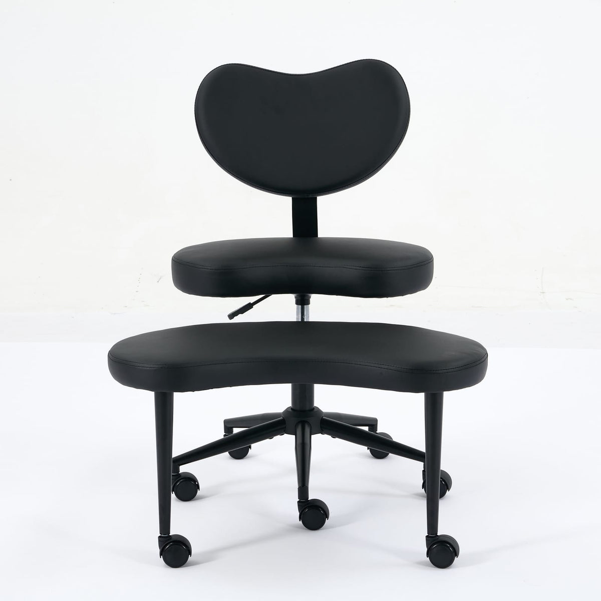 Meditation Chair Plus - Cross Legged Office Chair, Black PU Leather