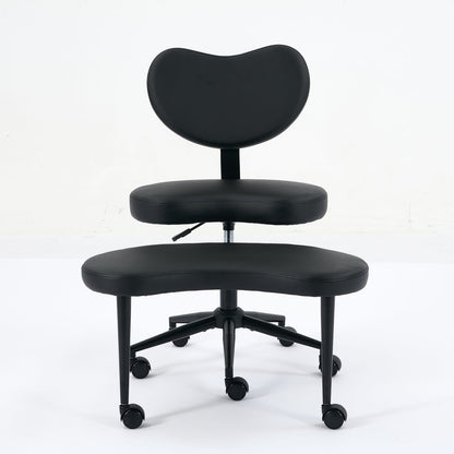 Meditation Chair Plus - Cross Legged Office Chair, Black PU Leather