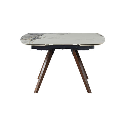 Oval Solid Wood Dining Table Seats 8 Brown White