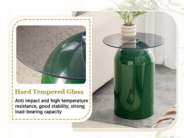 Round Glass Coffee Table - Green Tempered Top