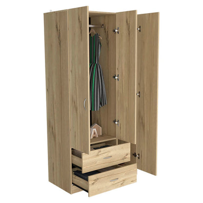 Light Oak Bedroom Dresser with 4 Shelves - 70.8"W