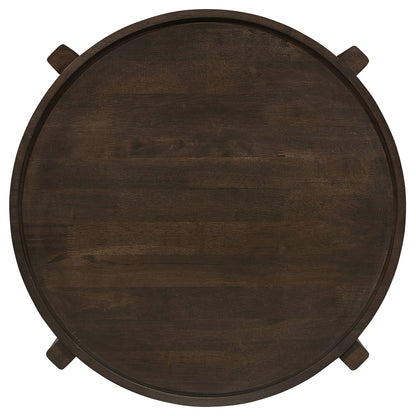 Mavis Dark Brown Round End Table - Solid Wood Storage