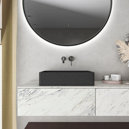 Dark Gray Concrete Bathroom Vanity - 19.68" Rectangular Sink