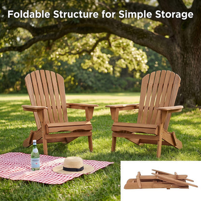 Light Brown Adirondack Chair Set of 2 - Outdoor Patio Furniture