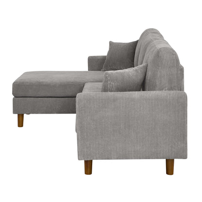 Light Gray 3 Seat Corduroy Sectional Sofa