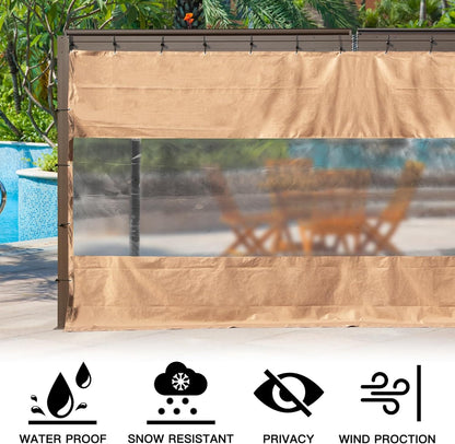 10ft x 7ft Gray Outdoor Privacy Curtain - Waterproof Patio Screen