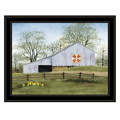 Black Framed Tulip Quilt Wall Art for Bedroom Decor