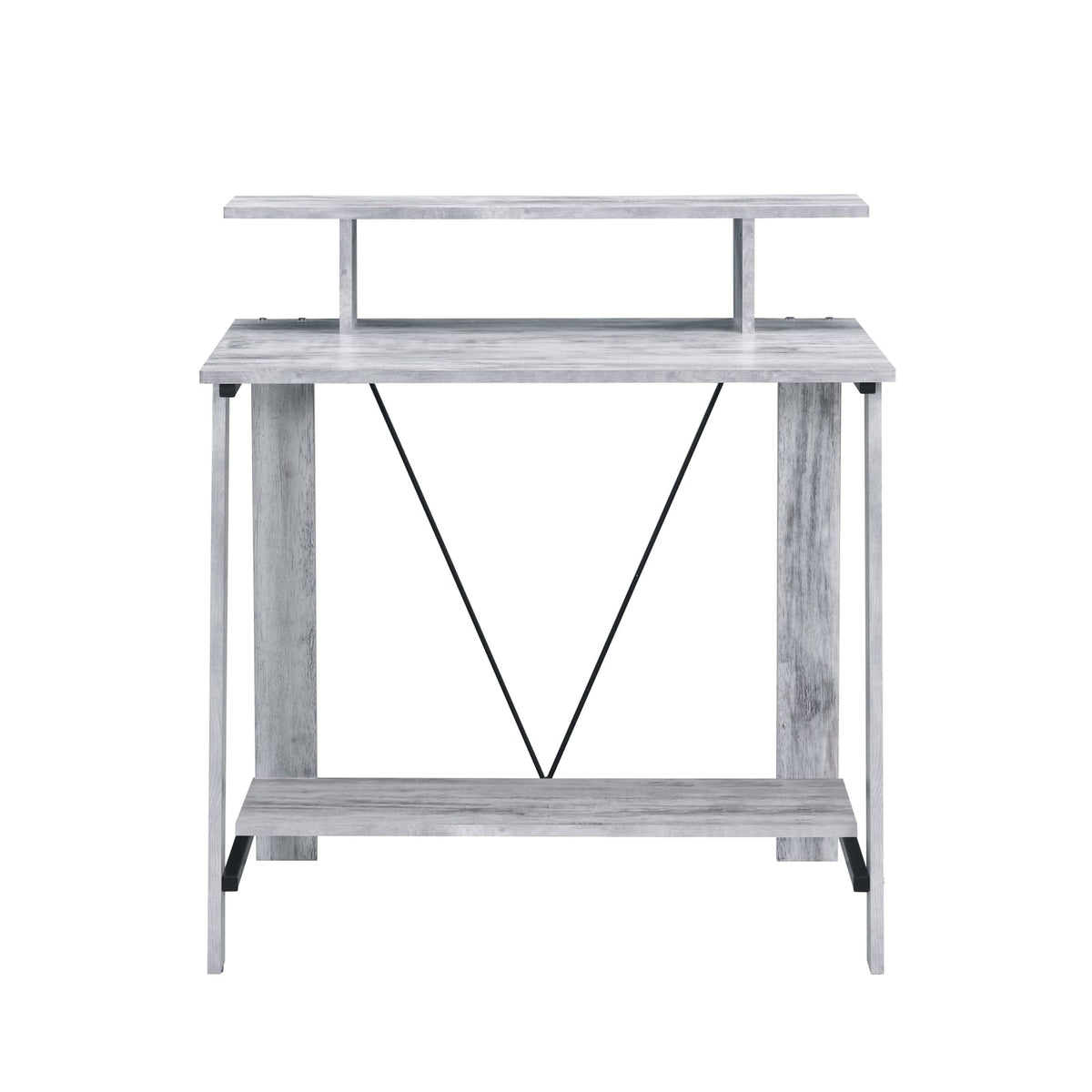 Modern Black Grey Wood Metal Desk with Storage Shelves for Office
