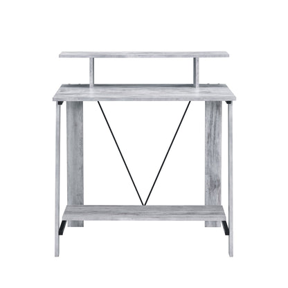 Modern Black Grey Wood Metal Desk with Storage Shelves for Office