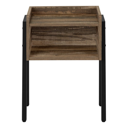 Brown Metal Accent Table with Storage - 2 Tier Side Table for Living Room