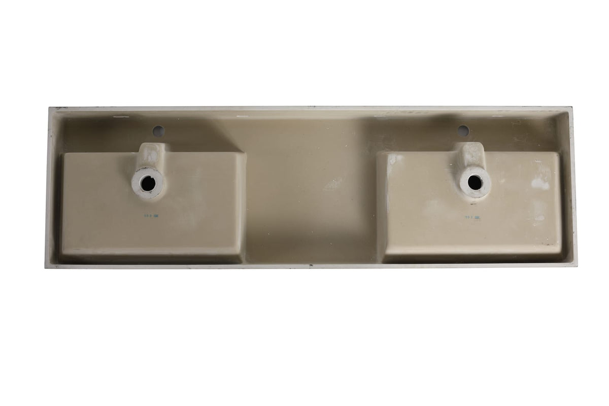 60 Inch Gloss White Resin Bathroom Vanity - Storage Sink