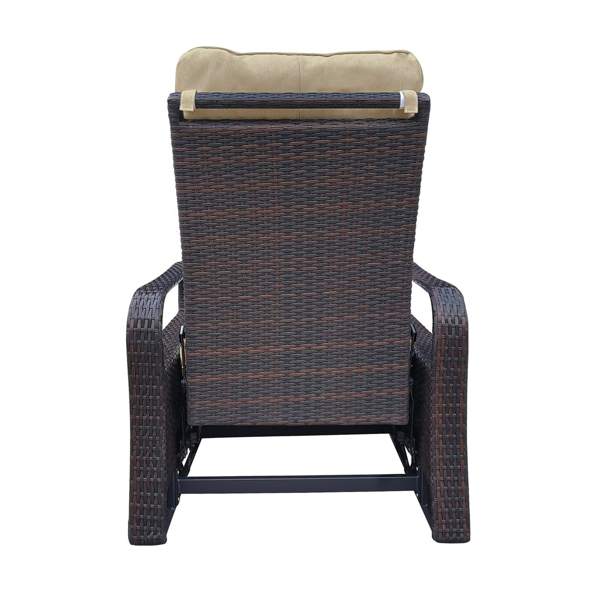 Khaki Patio Recliner Lounge Chair - Outdoor Wicker Set